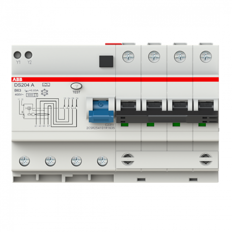 ABB DS204 A-B63/0.03 FI/LS-Kombination 6kA, 4P, Typ A, B 63A, 30mA