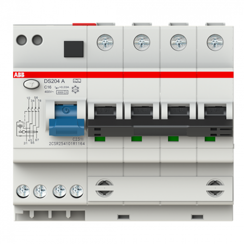 ABB DS204 A-C16/0.03 FI/LS-Kombination 6kA, 4P, Typ A, C 16A, 30mA