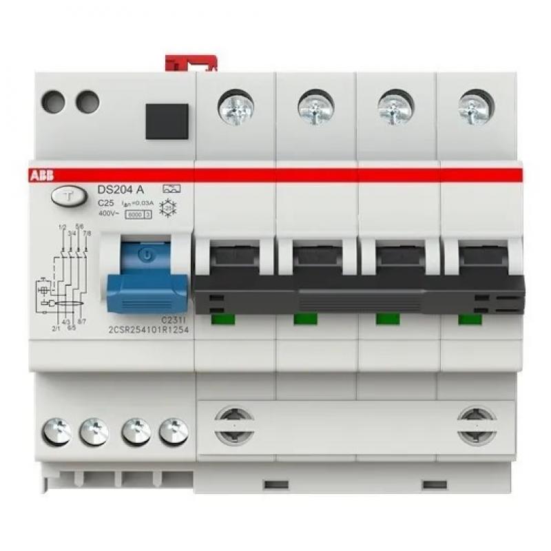 ABB DS204 A-C25/0.03 FI/LS-Kombination 6kA, 4P, Typ A, C 25A, 30mA