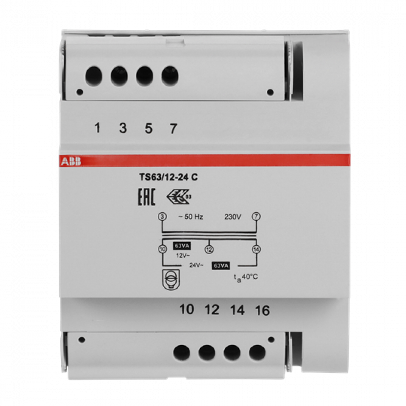 ABB TS 63/12-24 C Sicherheitstransformator 63 VA, 12-24 V AC Sekundärspannung