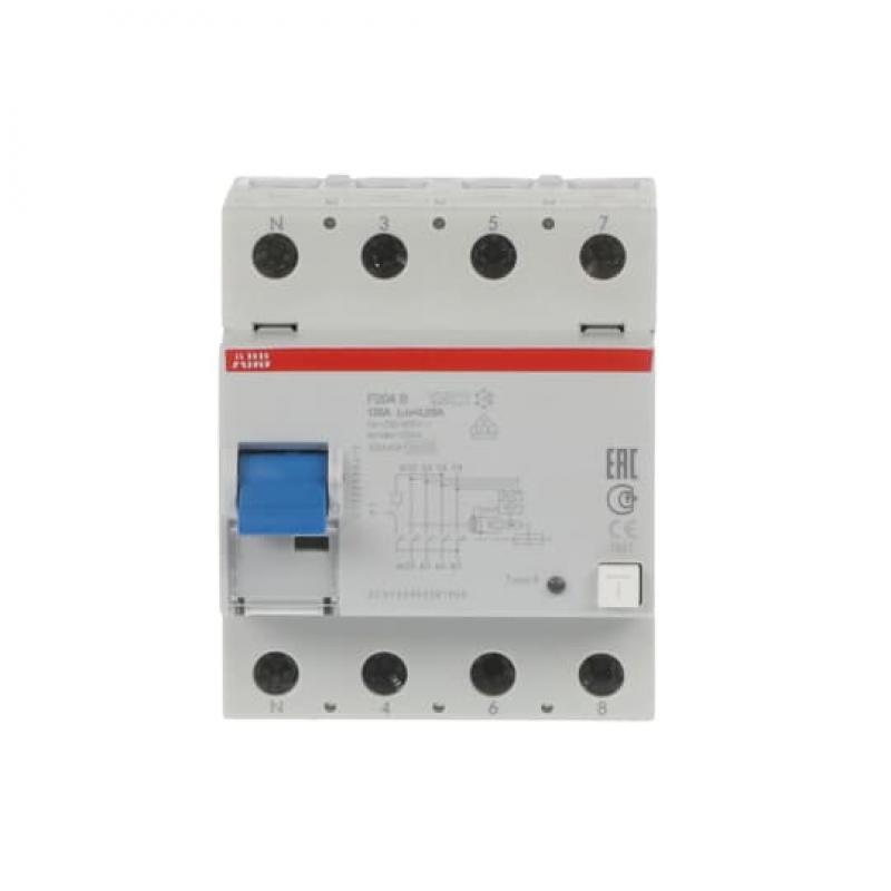 ABB F204 B-125/0.03-L FI-Schutzschalter 4P, allstromsensitiv, 125A, 30mA, N links