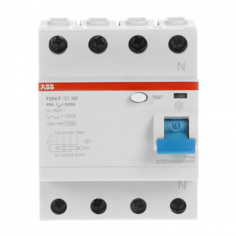 ABB F204 F-40/0.03 FI-Schalter 4P, Type F, 40A, 30mA