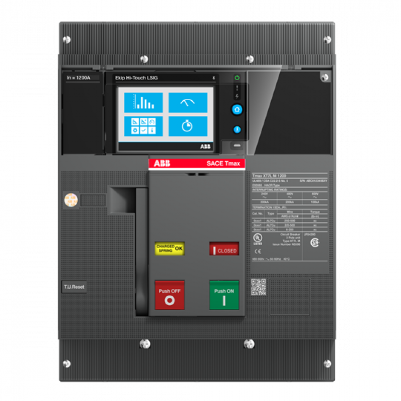 ABB XT7S M 1000 Ekip G Hi-Touch LSIG 3pFF UL Kompaktleistungsschalter Generatorschutz Tmax XT7 mit vorderseitigen Anschlüssen, 3polig