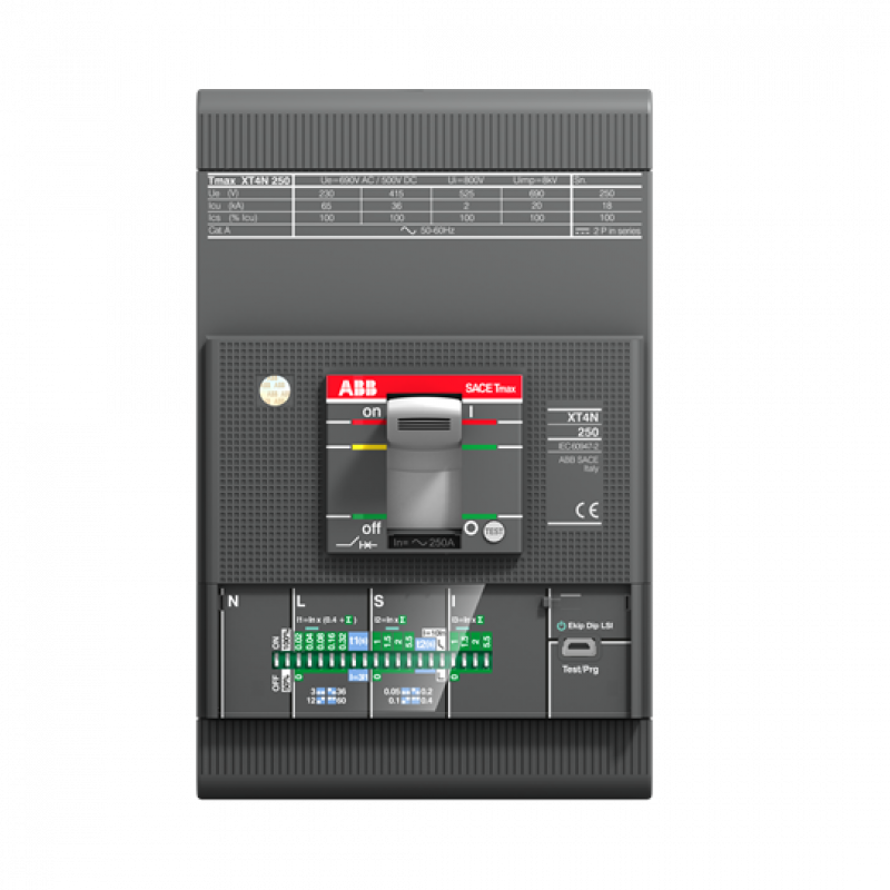 ABB XT4V 250 Ekip M Dip LIU In=40A 3p F F UL Kompaktleistungsschalter Tmax XT4 vorderseitige Anschlüsse In=40 A 3P Version F