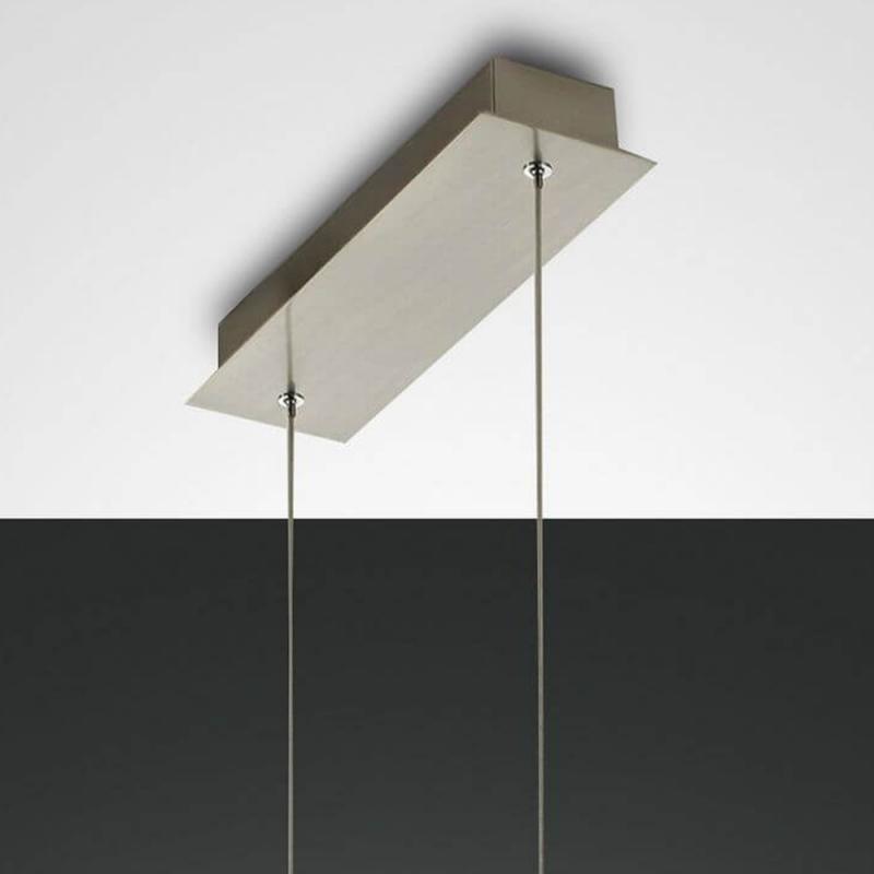 Balkenförmige 110cm lange Eichenholz LED-Pendelleuchte Badia dimmbar mit Ober- und Unterlicht von Fabas Luce