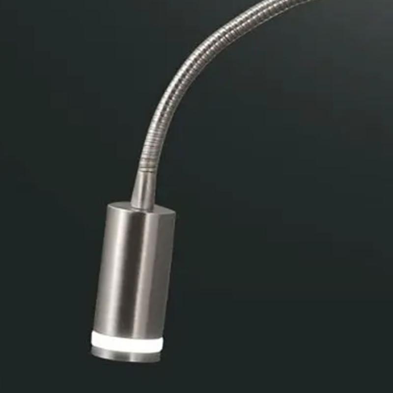 Vietri LED Wandleuchte & Nachttischlampe mit Flexarm in Nickel satiniert und Textilschirm von Fabas Luce