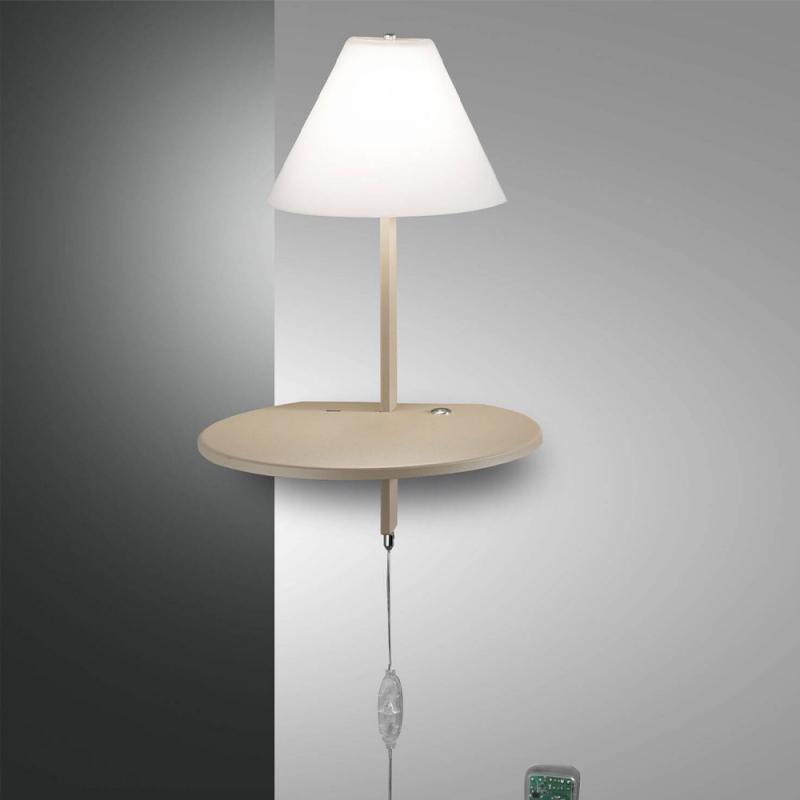 Goodnight Multifunktionale Tischleuchte in Kombination Tischablage integrierter Tastdimmer & USB-Port von Fabas Luce