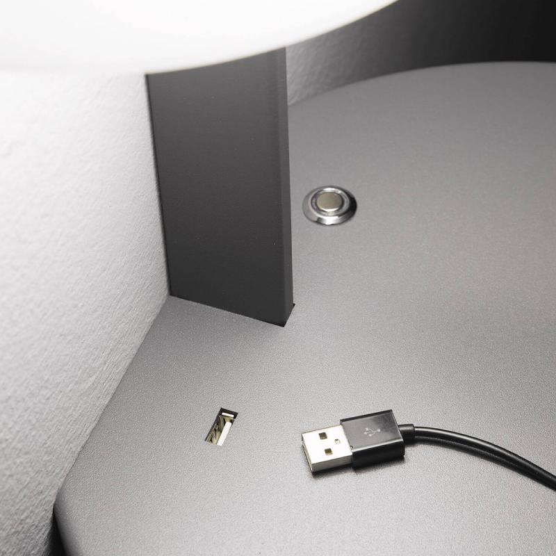 Goodnight Multifunktionale Tischleuchte in Kombination Tischablage integrierter Tastdimmer & USB-Port von Fabas Luce