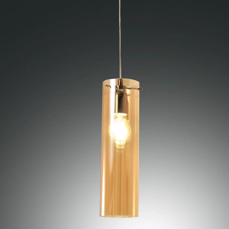 Sintesi Pendelleuchte 1-flammig dimmbar in Amber aus Borsilicatglas von Fabas Luce