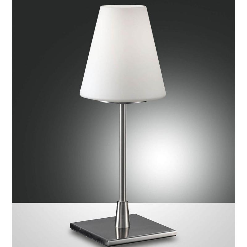 Lucy big Tischleuchte Nickel satiniert Fabas Luce