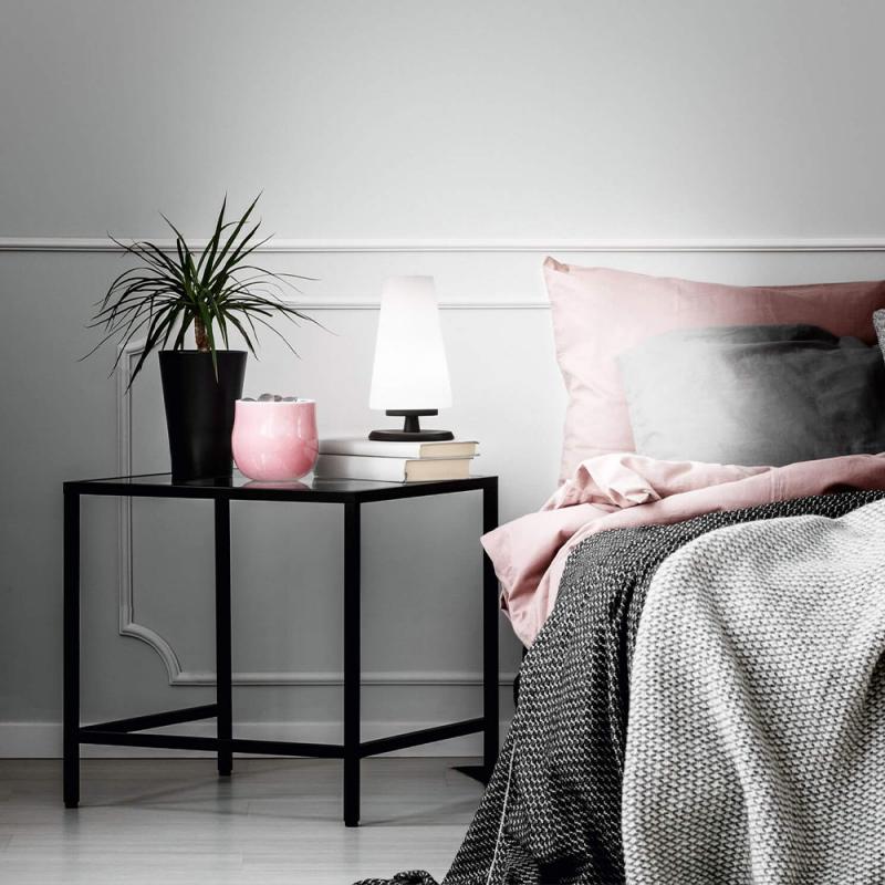 Milady Tischleuchte aus geblasenem Glas mit Touchdimmer & Memoryfunktion in Schwarz von Fabas Luce