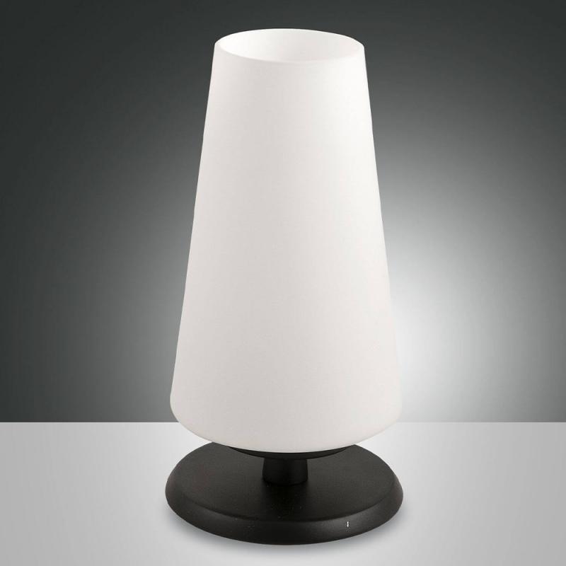 Milady Tischleuchte aus geblasenem Glas mit Touchdimmer & Memoryfunktion in Schwarz von Fabas Luce