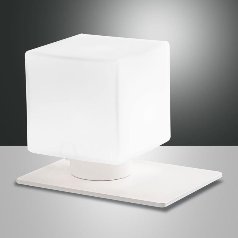 Zara Tischleuchte aus geblasenem Glas mit Touchdimmer in Weiss Fabas Luce
