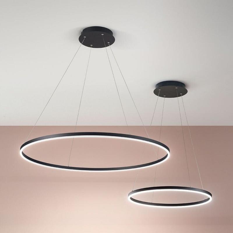 FABAS LUCE 3508-40-101-01 Giotto LED Pendelleuchte Ø60cm 2x18W Warmweiß Schwarz dimmbar Smartluce