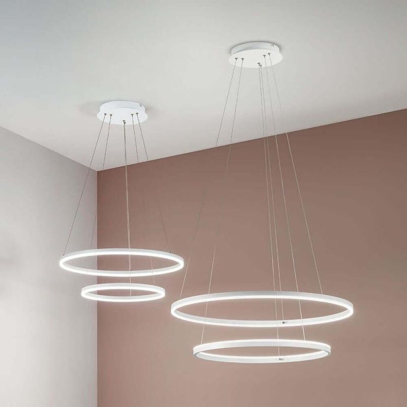 FABAS LUCE FAB-3508-45-102-01 Giotto LED Pendelleuchte 2-fach Ø40/60cm 52W Warmweiß Weiß dimmbar Smartluce