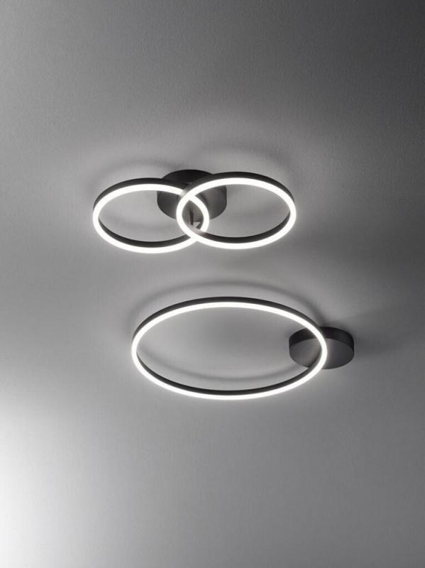 FABAS LUCE FAB-3508-61-101-01 Giotto LED Deckenleuchte Ø60cm 36W Warmweiß Schwarz dimmbar Smartluce
