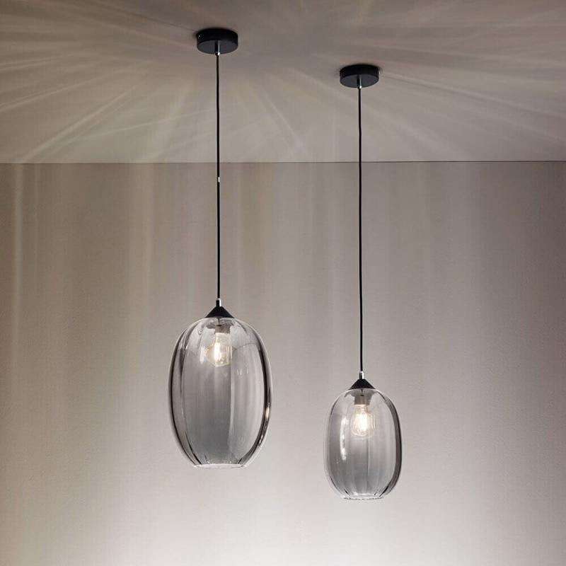 FABAS LUCE FAB-3519-45-126-01 Luce Pendelleuchte Ø25cm E27 Rauchglas Schwarz Smartluce