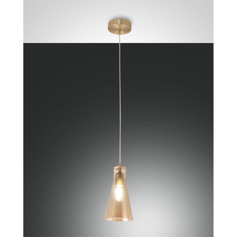 Dafne Mediterrane Glas-Pendelleuchte in zeitlosem Design in Amber von Fabas Luce