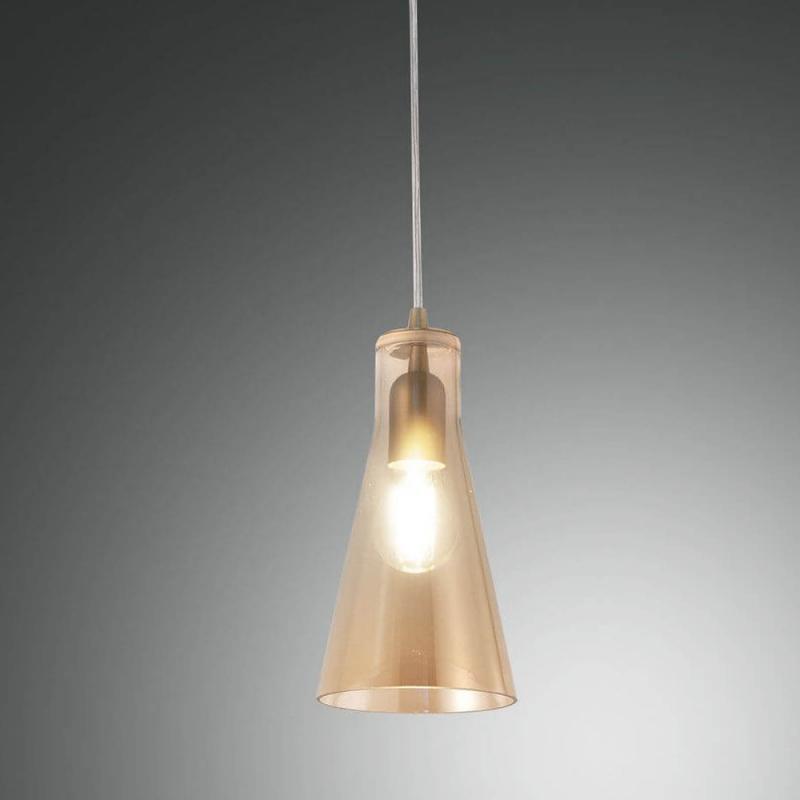 Dafne Mediterrane Glas-Pendelleuchte in zeitlosem Design in Amber von Fabas Luce