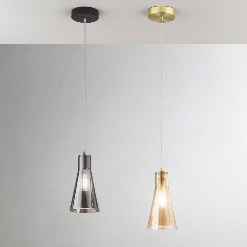 Dafne Mediterrane Glas-Pendelleuchte in zeitlosem Design in Rauchgrau von Fabas Luce