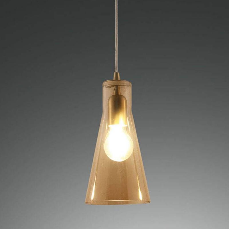Dafne 3-flammige Mediterrane Glas-Pendelleuchte in zeitlosem Design in Amber von Fabas Luce