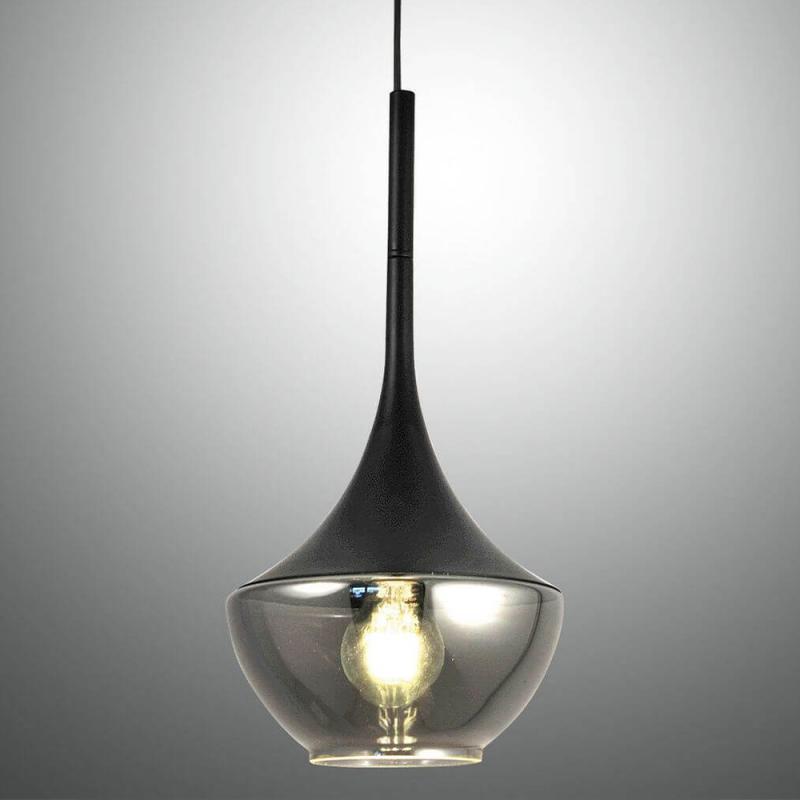 Apollo Pendelleuchte aus Metall & Glas in Schwarz im Retro-Look von Fabas Luce