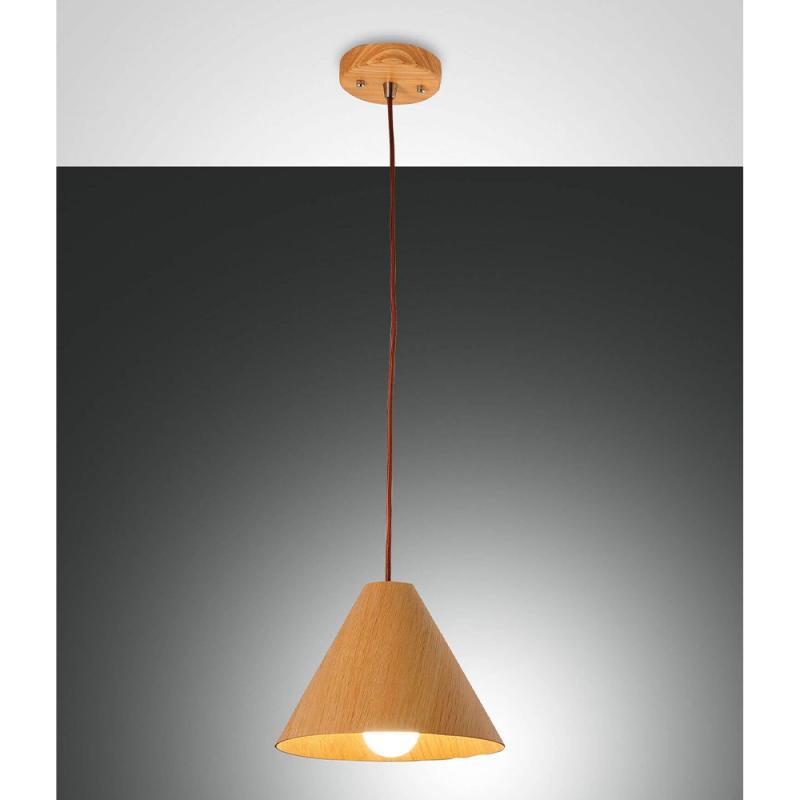 Esino Kegelförmige Pendelleuchte aus Eichenholz Ø25 von Fabas Luce
