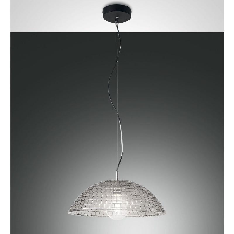 Diamond Pendelleuchte aus dickwandigem Rauchglas von Fabas Luce