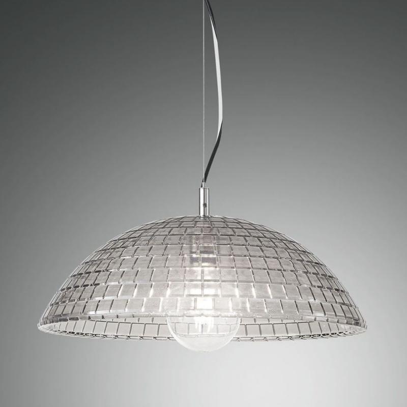 Diamond Pendelleuchte aus dickwandigem Rauchglas von Fabas Luce