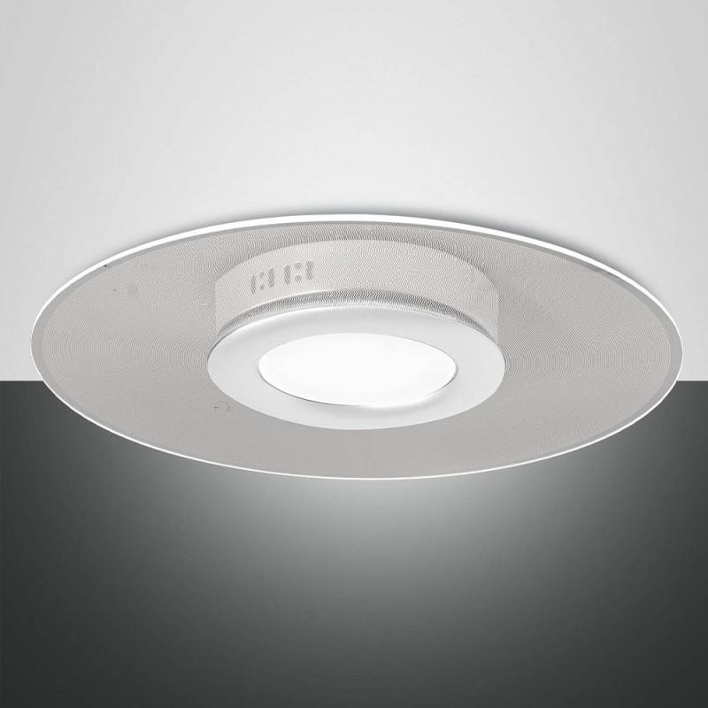Angelica LED Deckenleuchte in Weiß mit runden flachen Acrylschirm von Fabas Luce