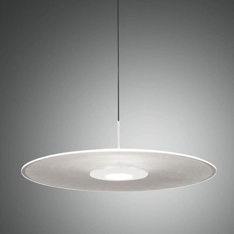 Anemone LED Pendelleuchte in Weiß mit sanft runden flachen Acrylschirm von Fabas Luce