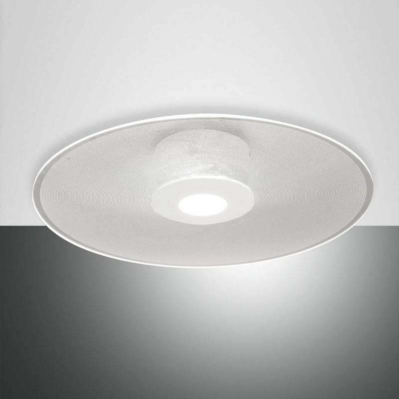 Anemone Deckenleuchte in Weiß mit flachem runden Acrylschirm von Fabas Luce