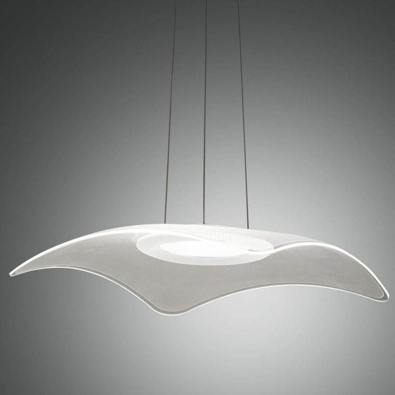 Ibiza Pendelleuchte in Weiß mit sanft geschwungenem Acrylschirm von Fabas Luce