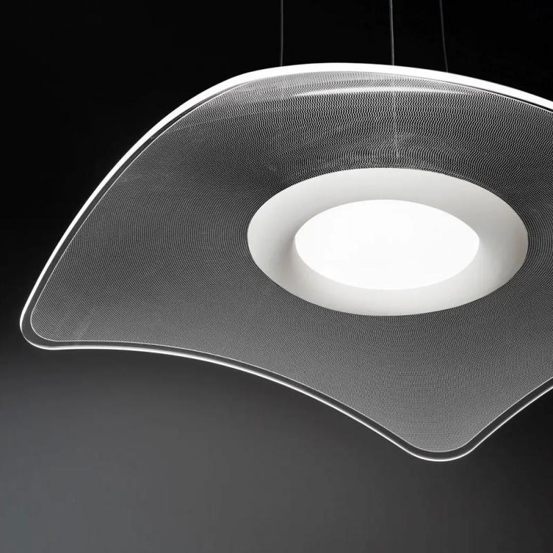 Ibiza Pendelleuchte in Weiß mit sanft geschwungenem Acrylschirm von Fabas Luce