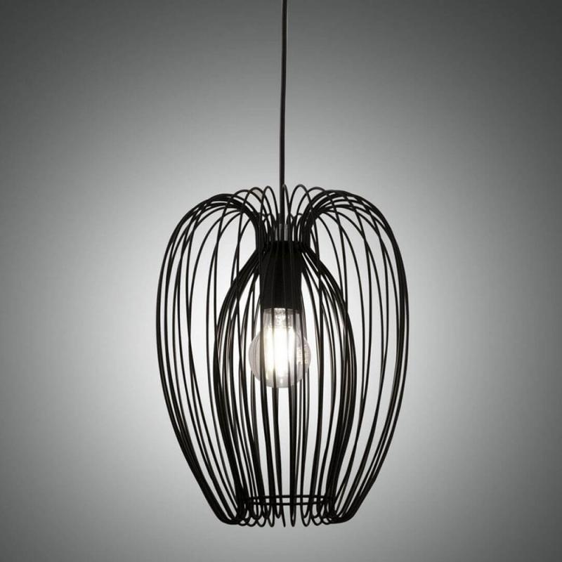 Camp Pendelleuchte mit integriertem Doppelkorb in Schwarz im Vintage-Look von Fabas Luce