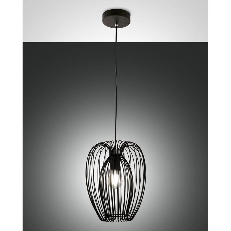 Camp Pendelleuchte mit integriertem Doppelkorb in Schwarz im Vintage-Look von Fabas Luce