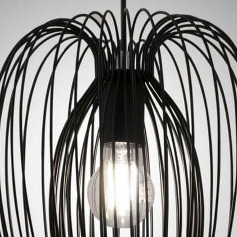 Camp Pendelleuchte mit integriertem Doppelkorb in Schwarz im Vintage-Look von Fabas Luce