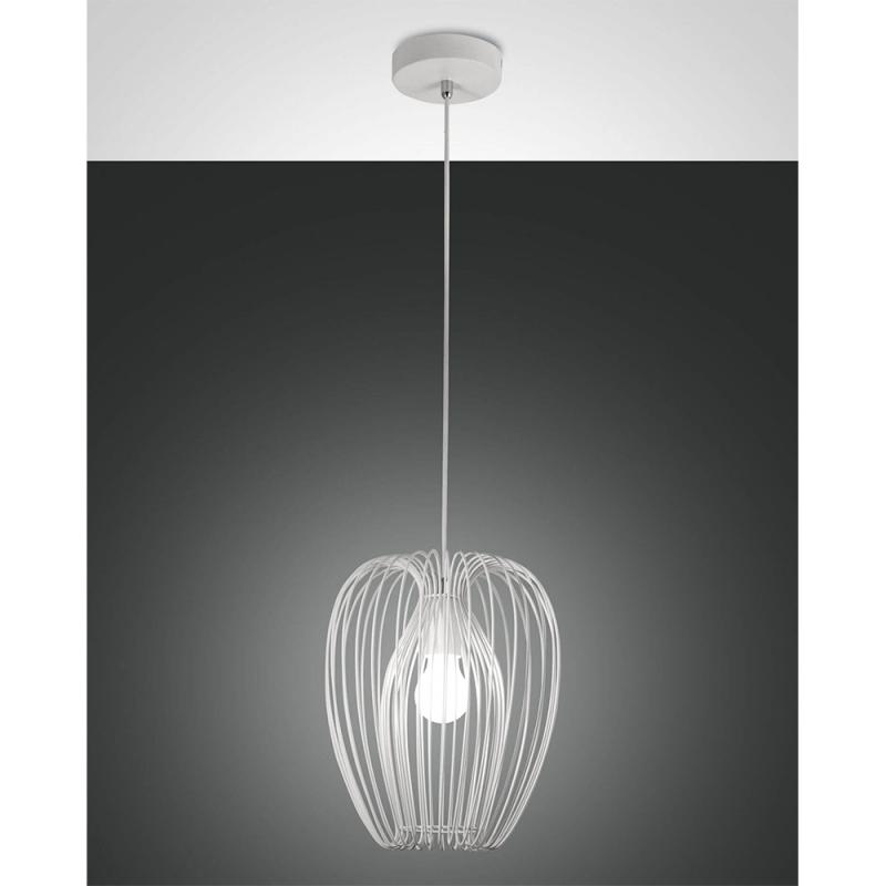 Camp Pendelleuchte mit integriertem Doppelkorb in Weiß im Vintage-Look von Fabas Luce