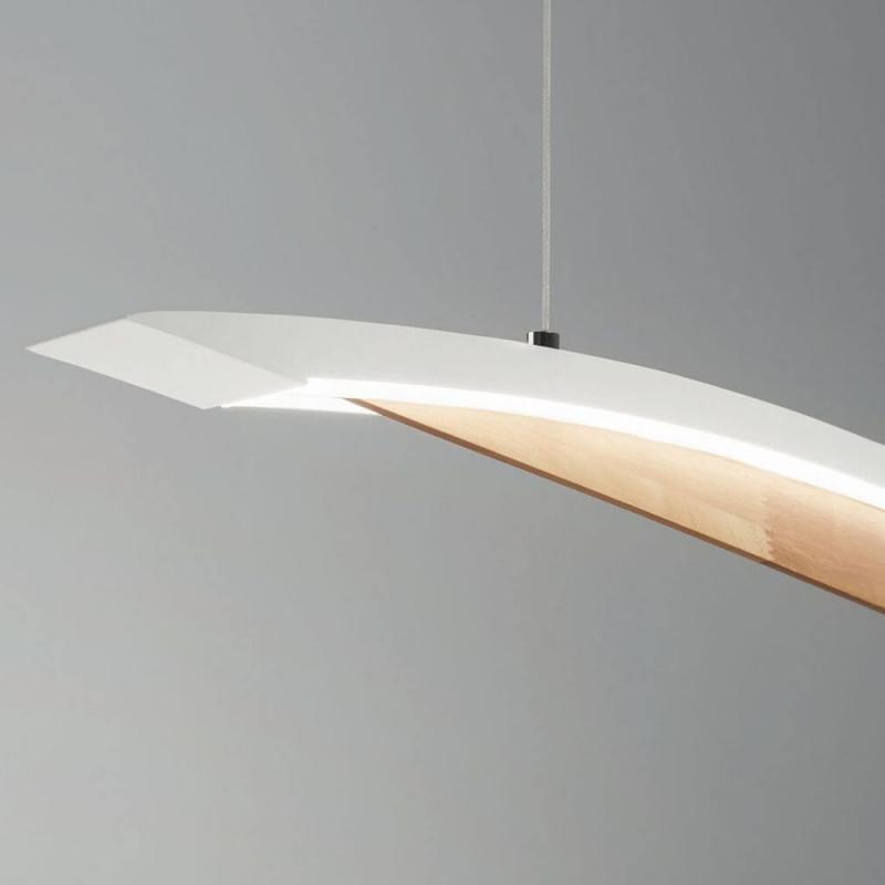 Cordoba LED Pendelleuchte aus Holz & Metall dimmbar in Weiß 110cm von Fabas Luce