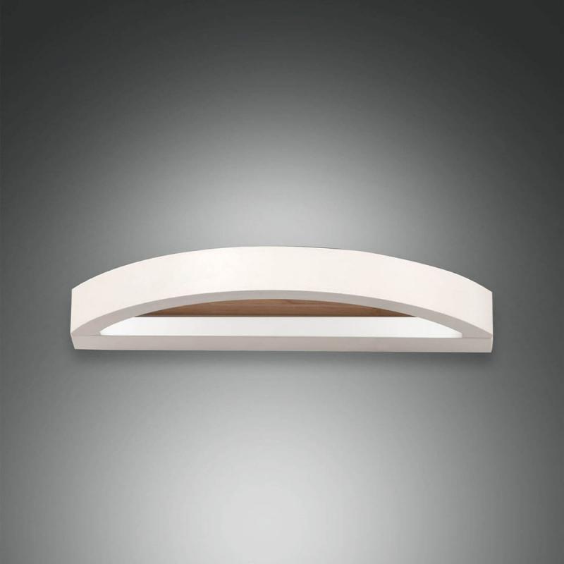 Cordoba LED Wandleuchte mit Eschenholz-Inlay up&down-Beleuchtung in Weiß von Fabas Luce