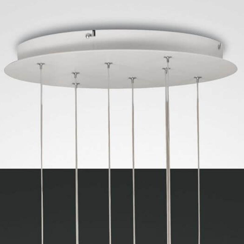 Prado 8-flammige LED Pendelleuchte im Röhrenstil mit Ober- und Unterlicht in Weiß dimmbar von Fabas Luce