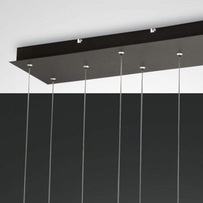 Prado 8-flammige LED Pendelleuchte im Röhrenstil mit Ober- und Unterlicht in Schwarz dimmbar von Fabas Luce