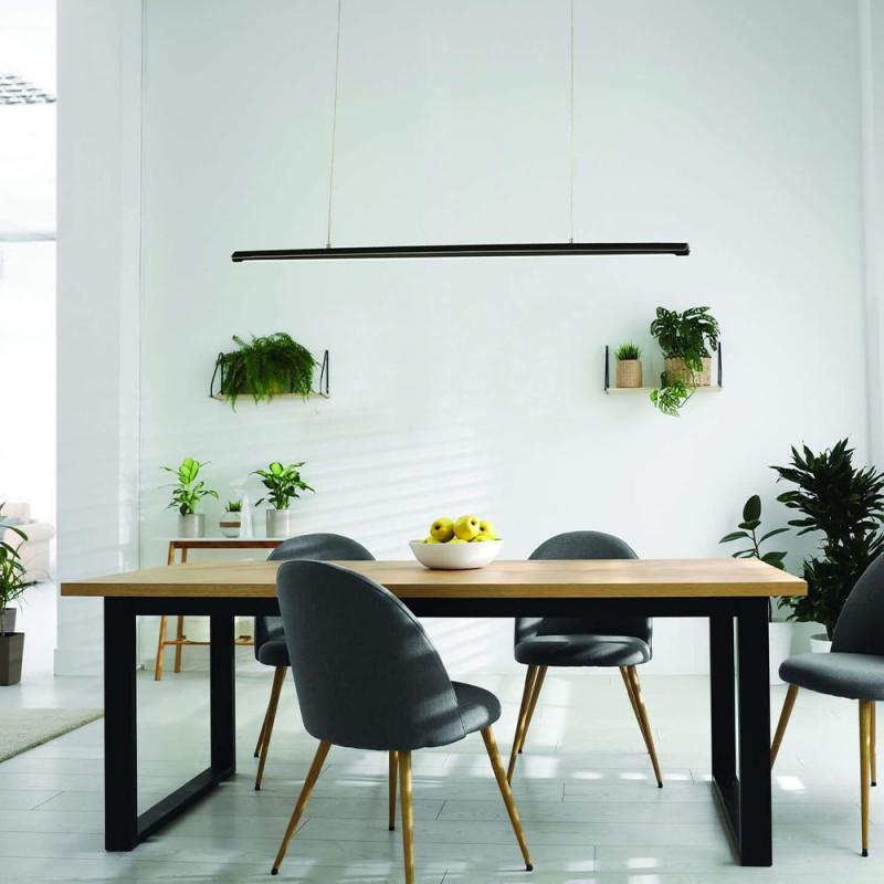 Mason LED Pendelleuchte mit Dimmer in Schwarz 111cm mit Unterlicht von Fabas Luce