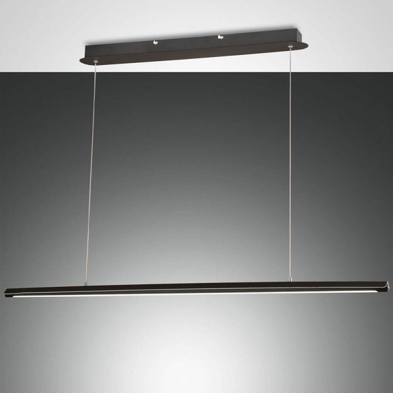 Mason LED Pendelleuchte mit Dimmer in Schwarz 111cm mit Unterlicht von Fabas Luce