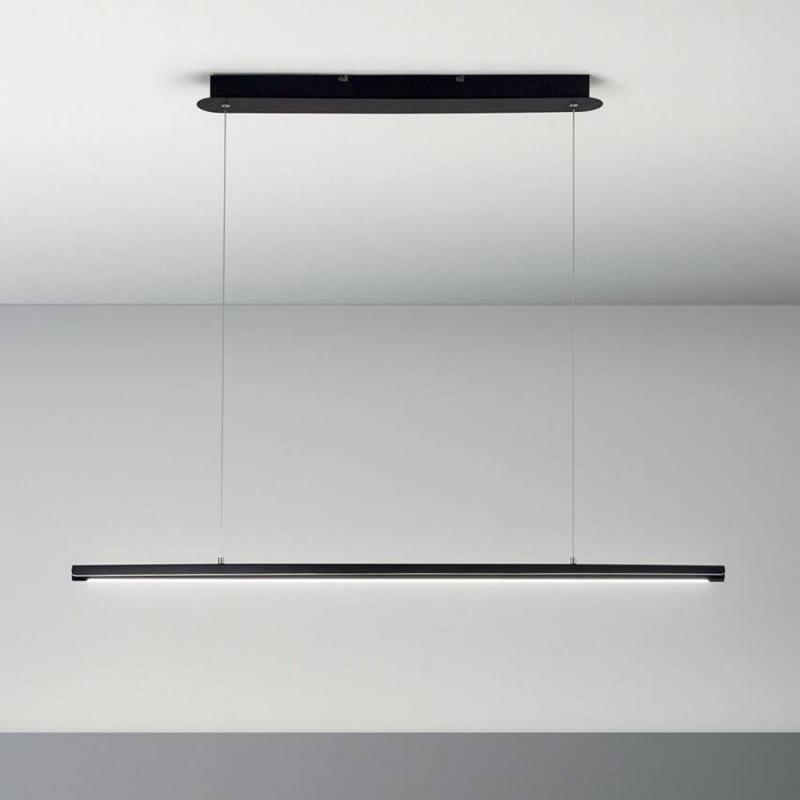 Mason LED Pendelleuchte mit Dimmer in Schwarz 111cm mit Unterlicht von Fabas Luce