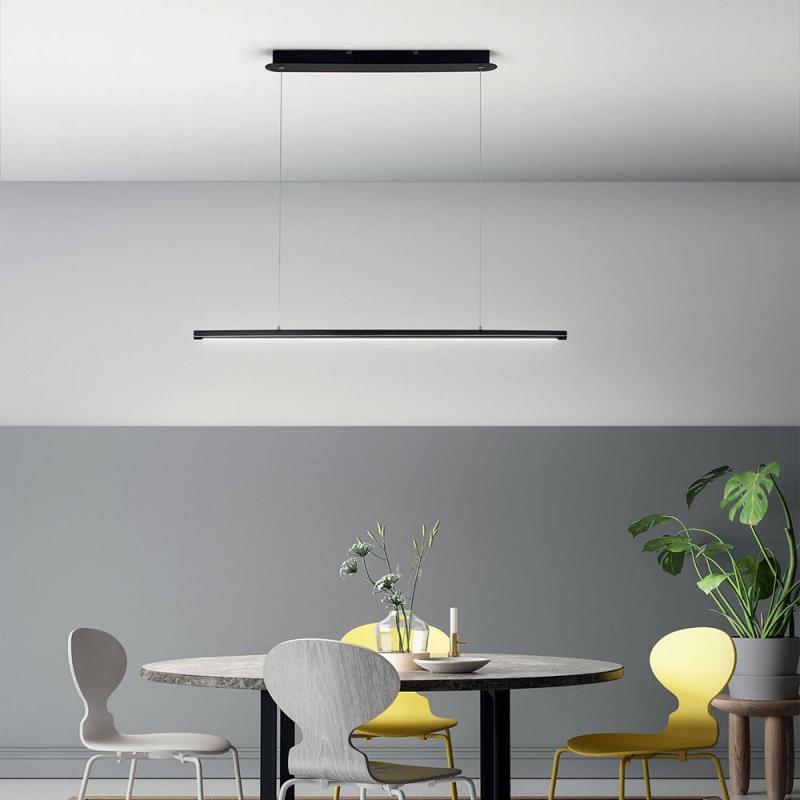 Mason LED Pendelleuchte mit Dimmer in Schwarz 111cm mit Unterlicht von Fabas Luce