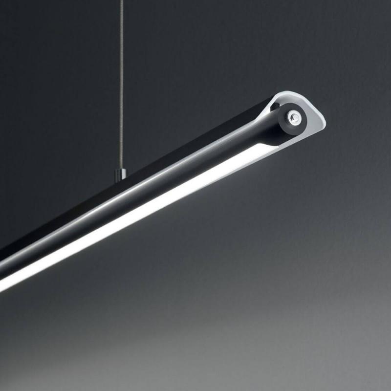 Mason LED Pendelleuchte mit Dimmer in Schwarz 111cm mit Unterlicht von Fabas Luce