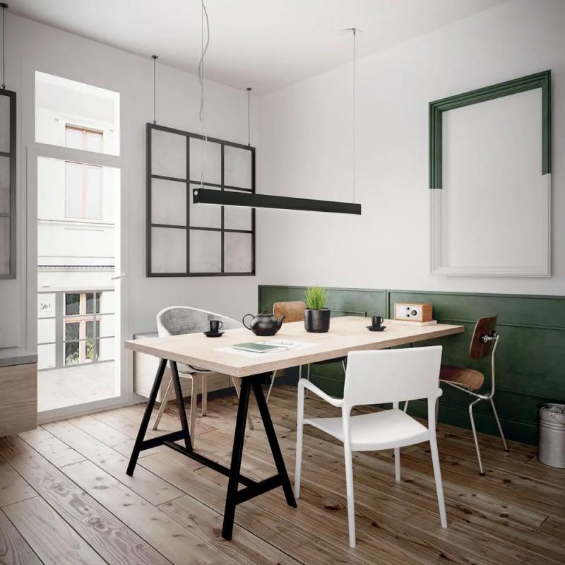 Balkenförmige Next LED Pendelleuchte mit Dimmer in Schwarz 142cm mit Ober- & Unterlicht von Fabas Luce