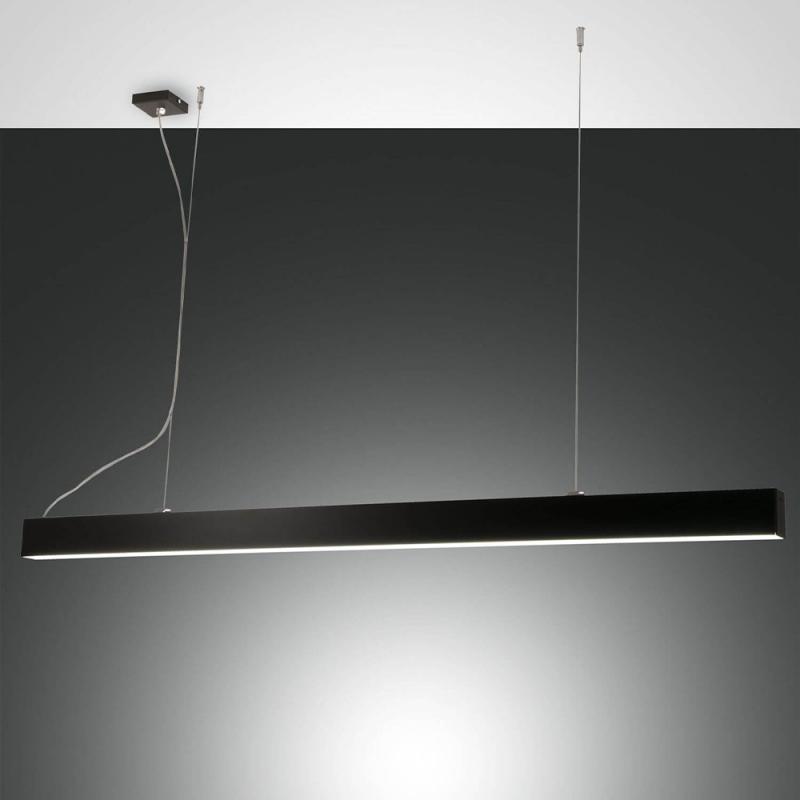 Balkenförmige Next LED Pendelleuchte mit Dimmer in Schwarz 142cm mit Ober- & Unterlicht von Fabas Luce