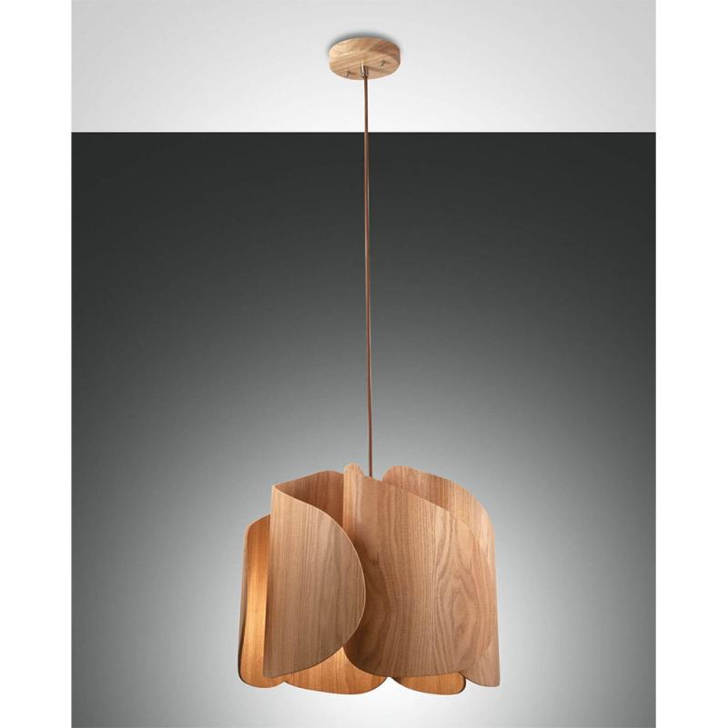 Pevero Pendelleuchte aus massivem Eschenholz in extravagant gebogener Form Ø42 von Fabas Luce